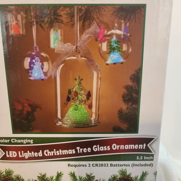 Gerson LED Glass Christmas Tree Ornament 5.5” Color Changing Lighted NIB - Picture 4 of 8